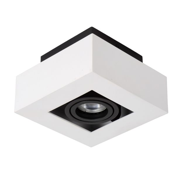 Lucide Xirax 1 - opbouwspot - 14 x 14 x 8,8 cm - 5W dimbare LED incl. - dim to warm - wit