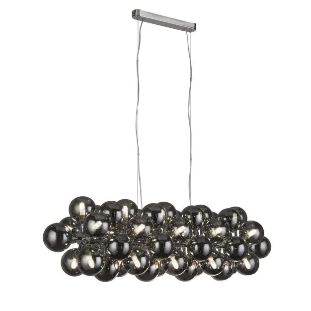 Searchlight Berry - hanglamp - 100 x 40 x 150 cm - chroom en gerookt glas