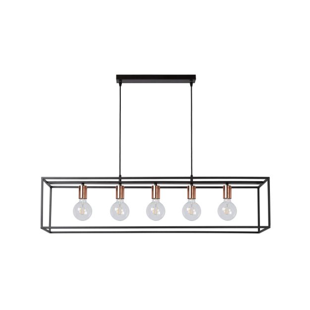 Lucide Arthur - hanglamp - 110 x 25 x 155 cm - zwart & koper