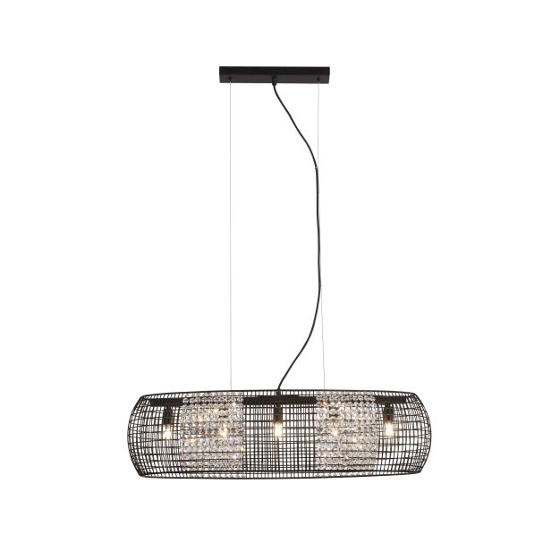 Searchlight Cage - hanglamp - 77 x 30 x 150 cm - mat zwart