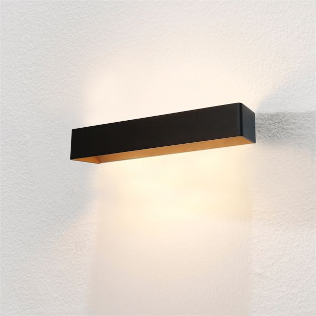 Artdelight Mainz XL - wandverlichting - 50 x 10 x 7 cm - 2 x 6,3W dimbare LED incl. - zwart en goud