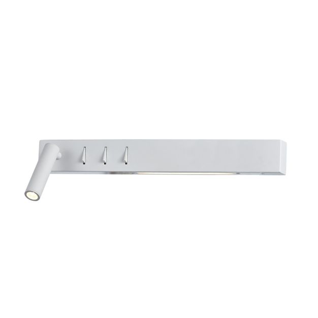 VK Lighting Bar - wandverlichting met linkse leeslamp - 40 x 17 x 5 cm - 3W + 2x6W LED incl. - wit