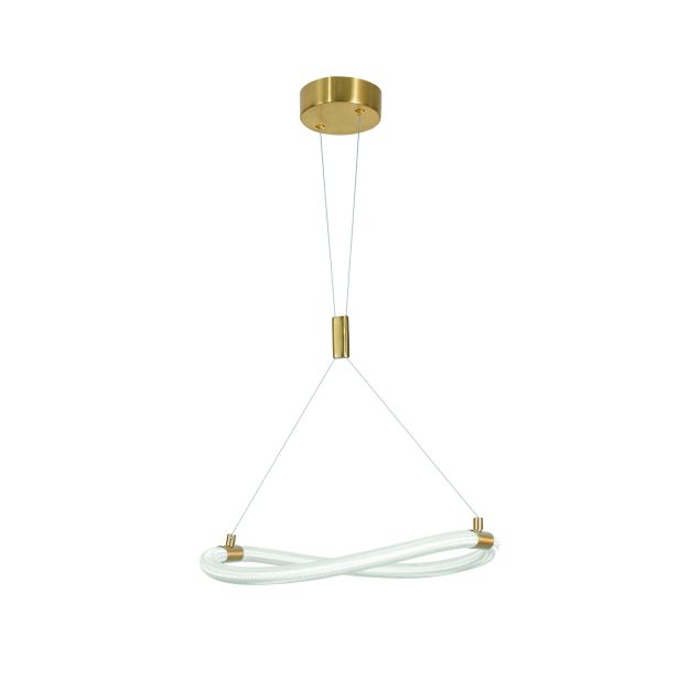 Nova Luce Cerelia - hanglamp - Ø 40 x 120 cm - 15W LED incl. - messing goud en wit