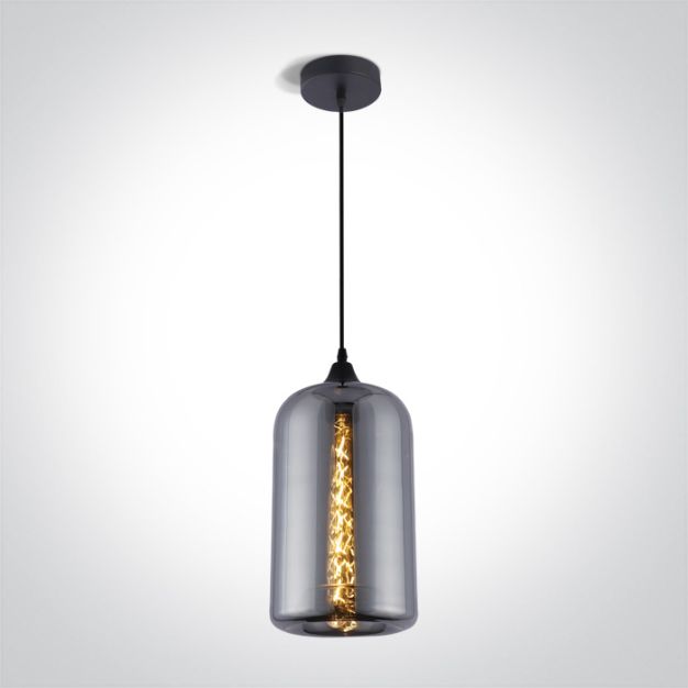 ONE Light Smokey Shade Pendant - hanglamp - Ø 17 x 150 cm - zwart gerookt