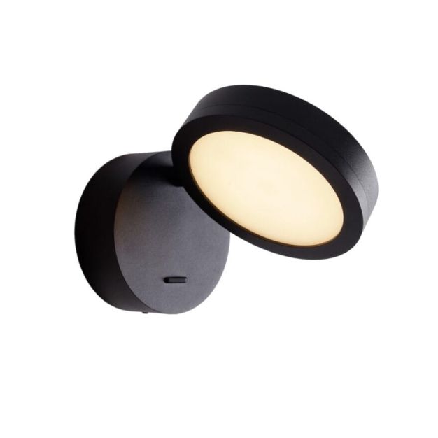 Maxlight Ibiza - opbouw wandlamp met schakelaar - Ø 9 x 16 cm - 6W LED incl. - zwart