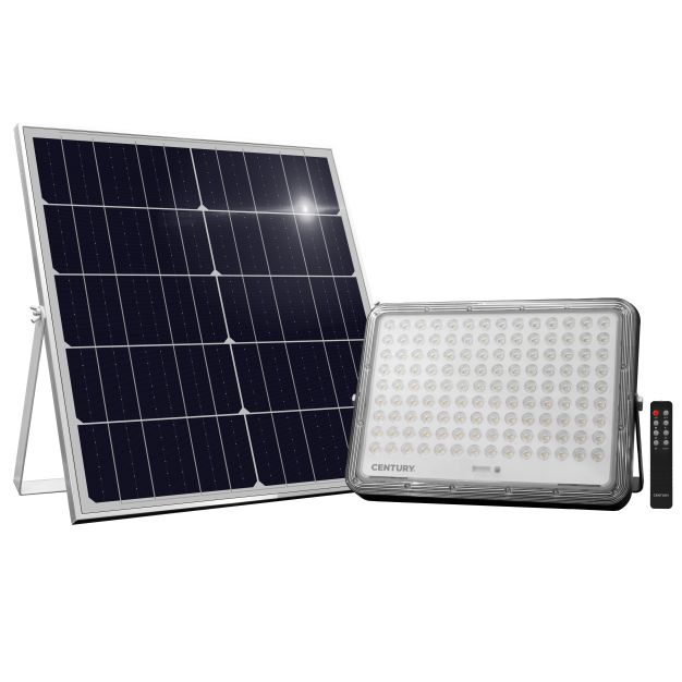 Century Italia Promoteo - verstraler op zonne-energie met dag- en nachtsensor en afstandsbediening - 31 x 4,1 x 22,5 cm - 30W LED incl. - IP65 - zwart