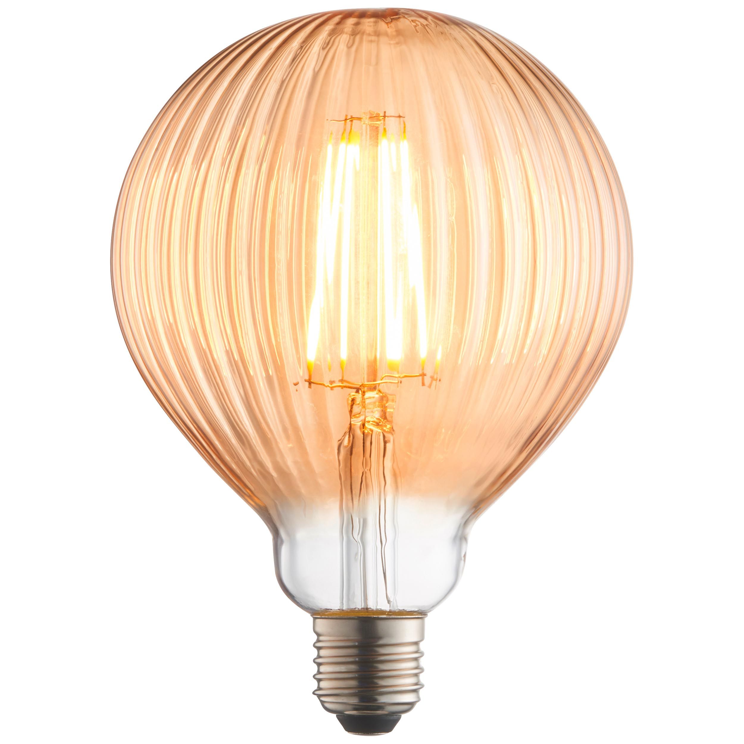 Brilliant Endon geribbelde LED-filament - Ø 12,5 x 17,5 cm - E27 - niet dimbaar - 2000K - amber | Lichtkoning