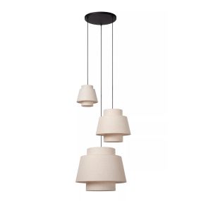 Lucide Tribute 3L - hanglamp - Ø 76 x 350 cm - beige