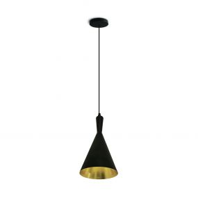 ONE Light Retro Pendants - hanglamp - Ø 18,5 x 198 cm - zwart en messing