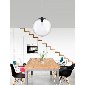 Nova Luce Ovvio - hanglamp - Ø 50 x 205 cm - transparant en zwart