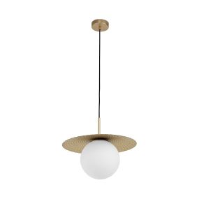 Nova Luce Obbit - hanglamp - Ø 38 x 120 cm - goud en opaal