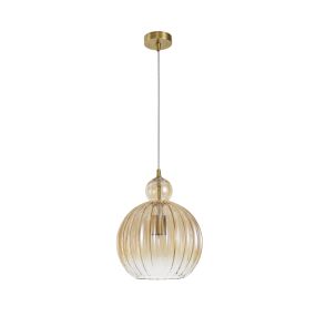 Nova Luce Odell - hanglamp - Ø 28 x 120 cm - messing en champagne