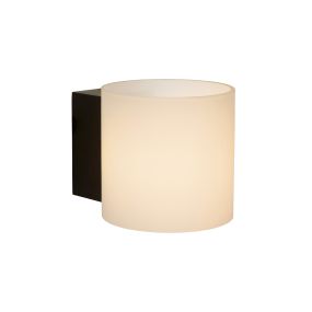 Lucide Jelte - wandverlichting - 12 x 15 x 12 cm - IP44 - zwart en opaal