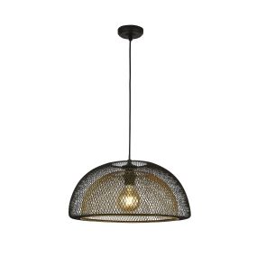 Searchlight Honeycomb - hanglamp - Ø 45,5 x 179 cm - mat zwart en goud