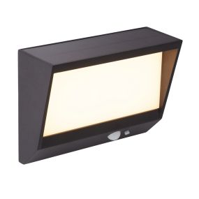 Searchlight Clair -  buiten wandverlichting met sensor op zonne-energie - 16 x 6 x 11 cm - 2W LED incl. - IP54 - antraciet