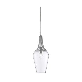 Searchlight Whisk - hanglamp - Ø 16 x 105 cm - chroom en transparant