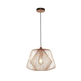 Searchlight Bell Cage - hanglamp - Ø 32 x 133 cm - glanzend koper