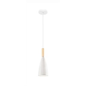 Nova Luce Grant - hanglamp - Ø 9 x 155 cm - wit en bruin