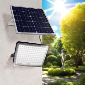 Century Italia Promoteo - verstraler op zonne-energie met dag- en nachtsensor en afstandsbediening - 31 x 4,1 x 22,5 cm - 30W LED incl. - IP65 - zwart