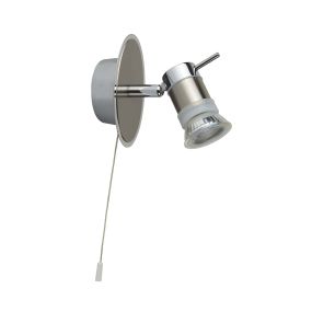 Searchlight Aries - wandverlichting met trekschakelaar - 7 x 13 cm - IP44 - chroom