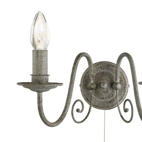 Searchlight Greythorne - wandverlichting met trekschakelaar - 30 x 16 cm - grijs