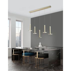 Nova Luce Palencia - hanglamp - 107 x 15 x 150 cm - 53W LED incl. - messing goud