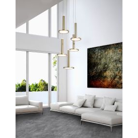 Nova Luce Palencia - hanglamp - Ø 41 x 150 cm - 53W LED incl. - messing goud