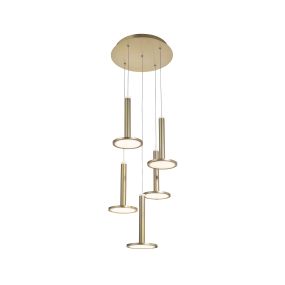 Nova Luce Palencia - hanglamp - Ø 41 x 150 cm - 53W LED incl. - messing goud