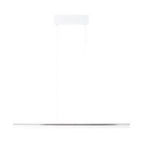 Brilliant Slim - hanglamp - 100 x 8 x 93 cm - easyDim 24W LED incl. - wit en mat nikkel