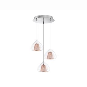 Nova Luce Flam - hanglamp - Ø 33 x 120 cm - rose goud en chroom