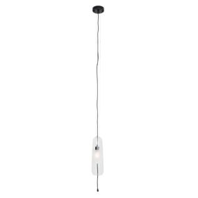 Maxlight Mauri - hanglamp - Ø 12,5 x 180 cm - zwart en transparant glas