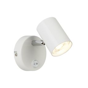 Searchlight Rollo - wandspot met schakelaar - 9 x 8,5 cm - 4W dimbare LED incl. - wit