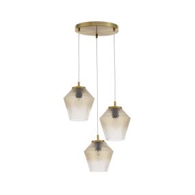 Nova Luce Magio - hanglamp - Ø 47 x 120 cm - cognac en messing goud