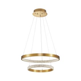 Nova Luce Preston - hanglamp - Ø 60 x 120 cm - 60W dimbare LED incl. - antiek goud messing