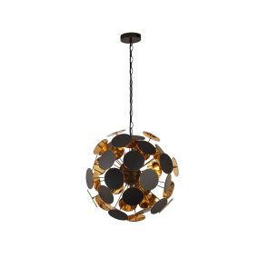 Searchlight Discus - hanglamp - Ø 47 x 135 cm - zwart en goud