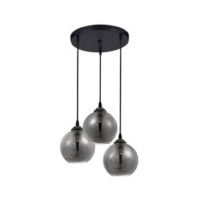 Nova Luce Adelina - hanglamp - Ø 30 x 120 cm - gerookt glas