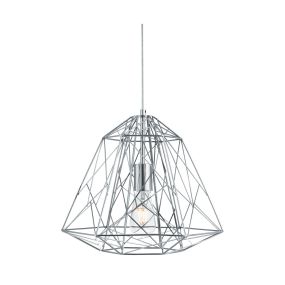 Searchlight Geometric Cage - hanglamp - Ø 39 x 150 cm - chroom