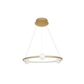 Nova Luce Celia - hanglamp met afstandsbediening - Ø 64 x 120 cm - 36W dimbare LED incl. - satijn goud en opaal (stockopruiming!)