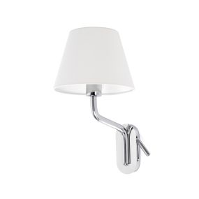 Faro Eterna Left - wandverlichting - 21,5 x 20 x 16 cm - 1W LED incl. - wit en chroom