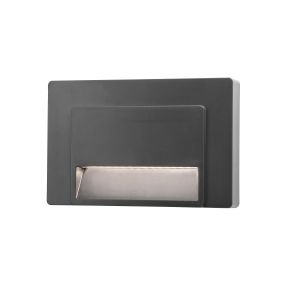 Nova Luce Luton - buiten wandverlichting - 12,5 x 3,3 x 8,3 cm - 1,2W LED incl. - IP65 - donkergrijs