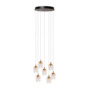 Lucide Berliane - hanglamp - Ø 39 x 164,5 cm - 7 x 3,8W dimbare LED incl. - transparant en goud