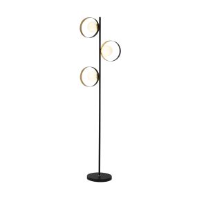 Searchlight Orbital - staanlamp - 148,5 x 40 x 23 cm - zwart en goud