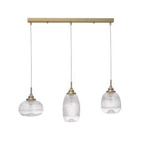 Nova Luce Mond - hanglamp - 76,5 x 18 x 120 cm - satijn goud en transparant