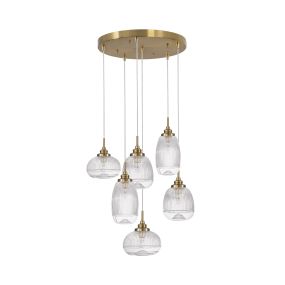 Nova Luce Mond - hanglamp - Ø 51 x 120 cm - satijn goud en transparant