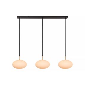 Lucide Elysee - hanglamp - 130 x 30 x 150 cm - zwart, opaal en messing