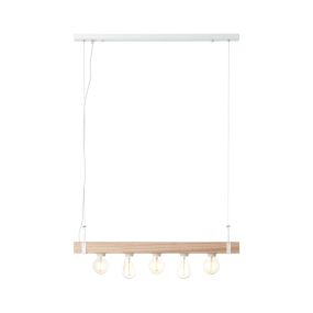 Brilliant White Wood - hanglamp - 80 x 8 x 110 cm - wit en lichtbruin