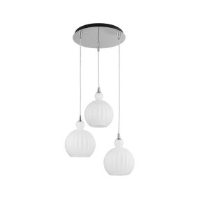 Nova Luce Odell - hanglamp - Ø 37 x 120 cm - opaal en chroom