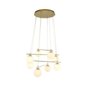 Searchlight Kris Cross - hanglamp - Ø 60 x 150 cm - goud en wit