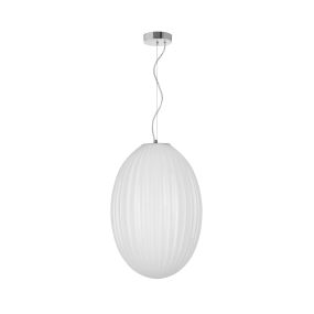 Nova Luce Hector - hanglamp - Ø 30 x 120 cm - opaal en chroom