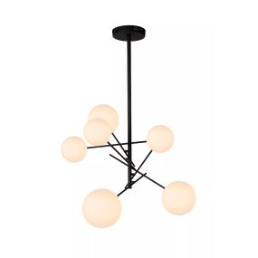 Lucide Alara - hanglamp - Ø 72 x 116 cm - zwart en opaal